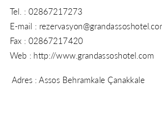 Grand Assos Hotel iletiim bilgileri